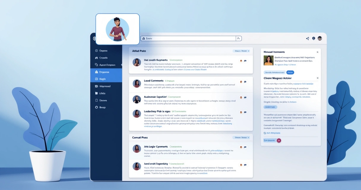 Interface WordPress com assistente virtual IA realizando postagem em blog 