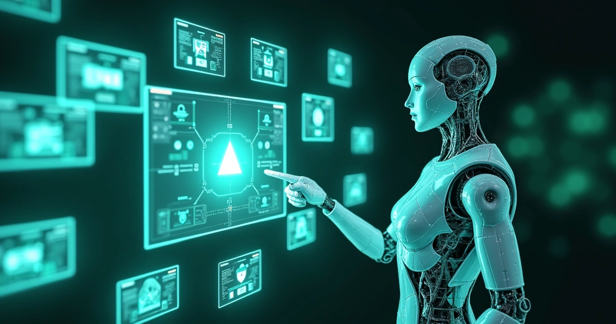 Agente de IA virtual analisando integração entre plataformas. 