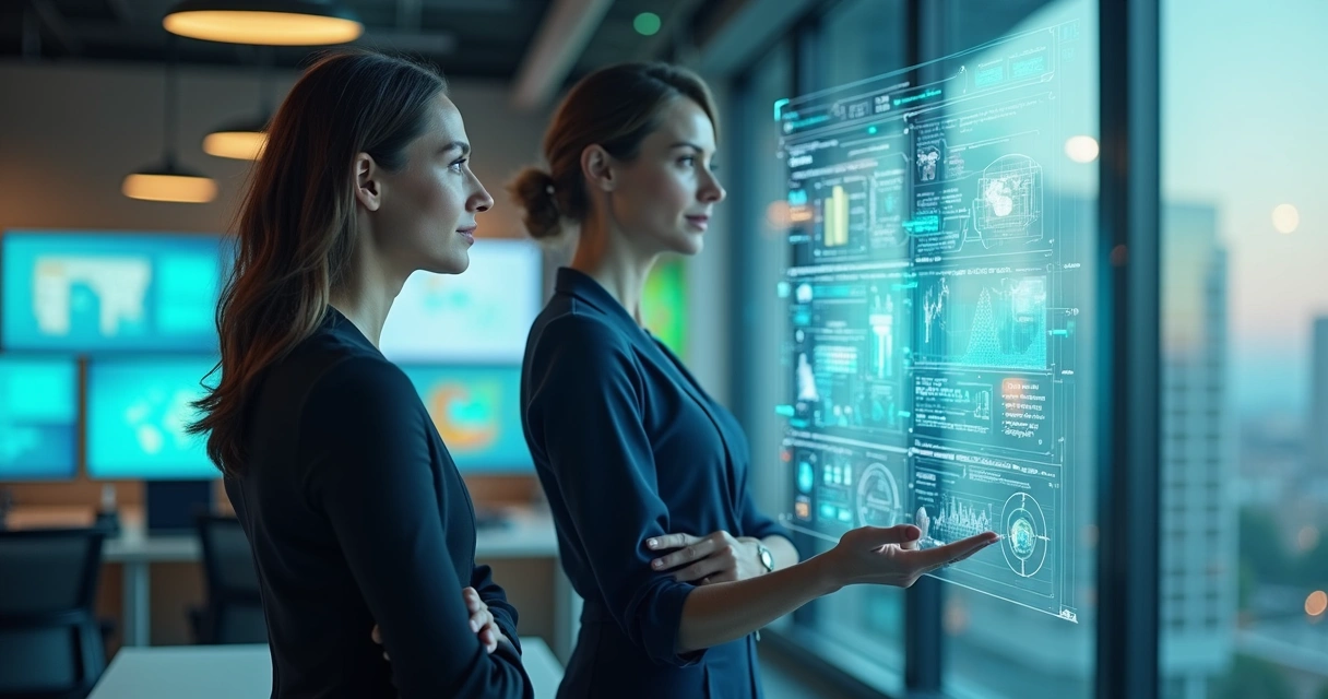 Agente de IA analisando dados em uma empresa moderna 