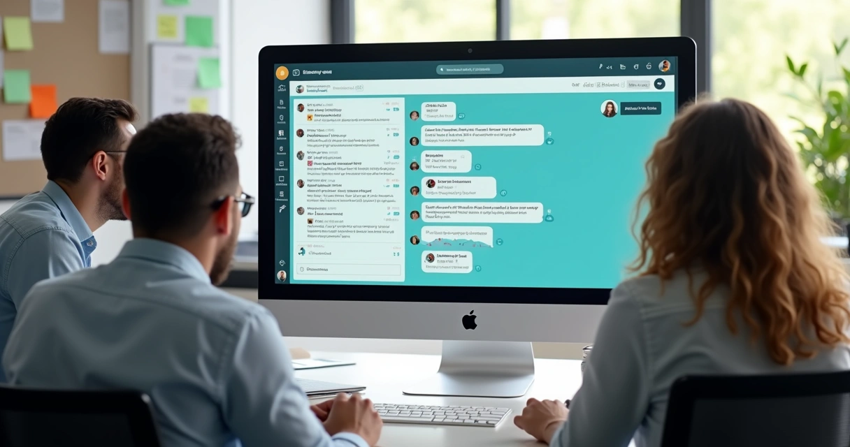 Interface Slack mostrando um agente de IA interagindo com colaboradores