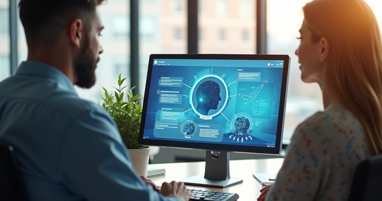 Exemplo de agente de IA customizado em tela de computador de empresa 