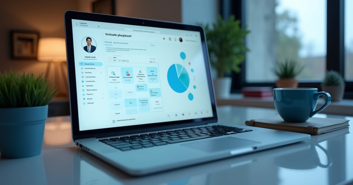 Assistente virtual agendando reunião no computador 