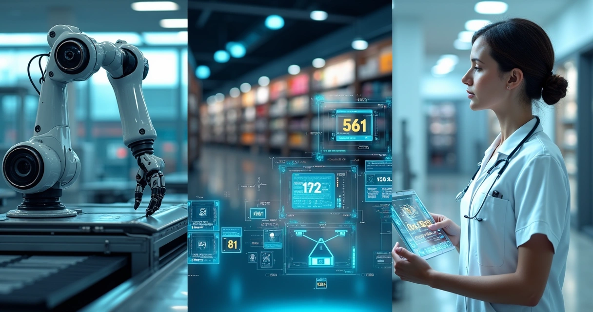 Ilustrações de setores usando agente IA 