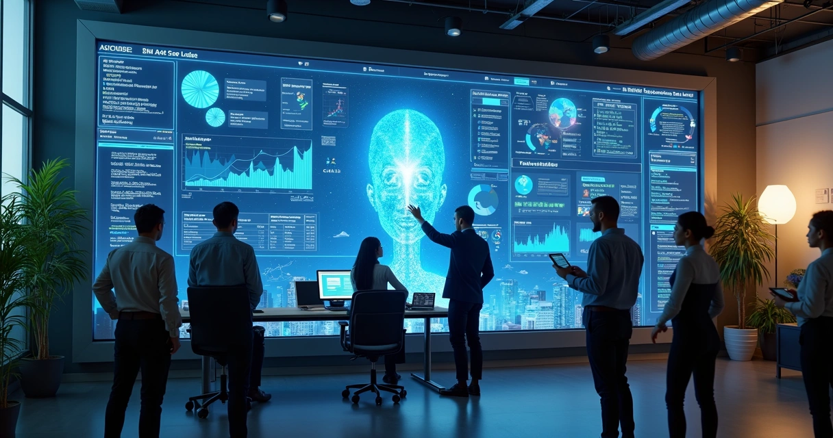 Dashboard de IA com agente digital em ambiente corporativo 