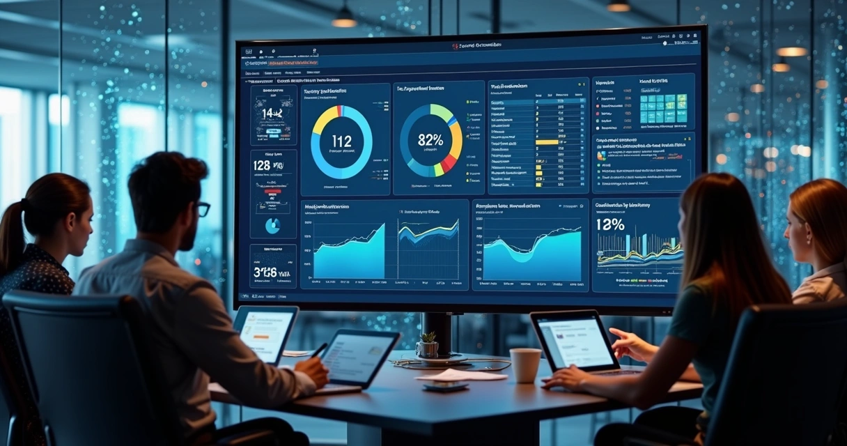 Dashboard de métricas de agente de IA em tela de computador 