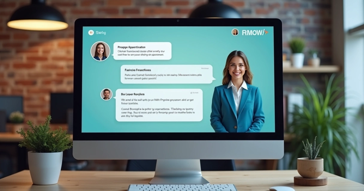 Agente virtual em tela conversando no atendimento de uma franquia 