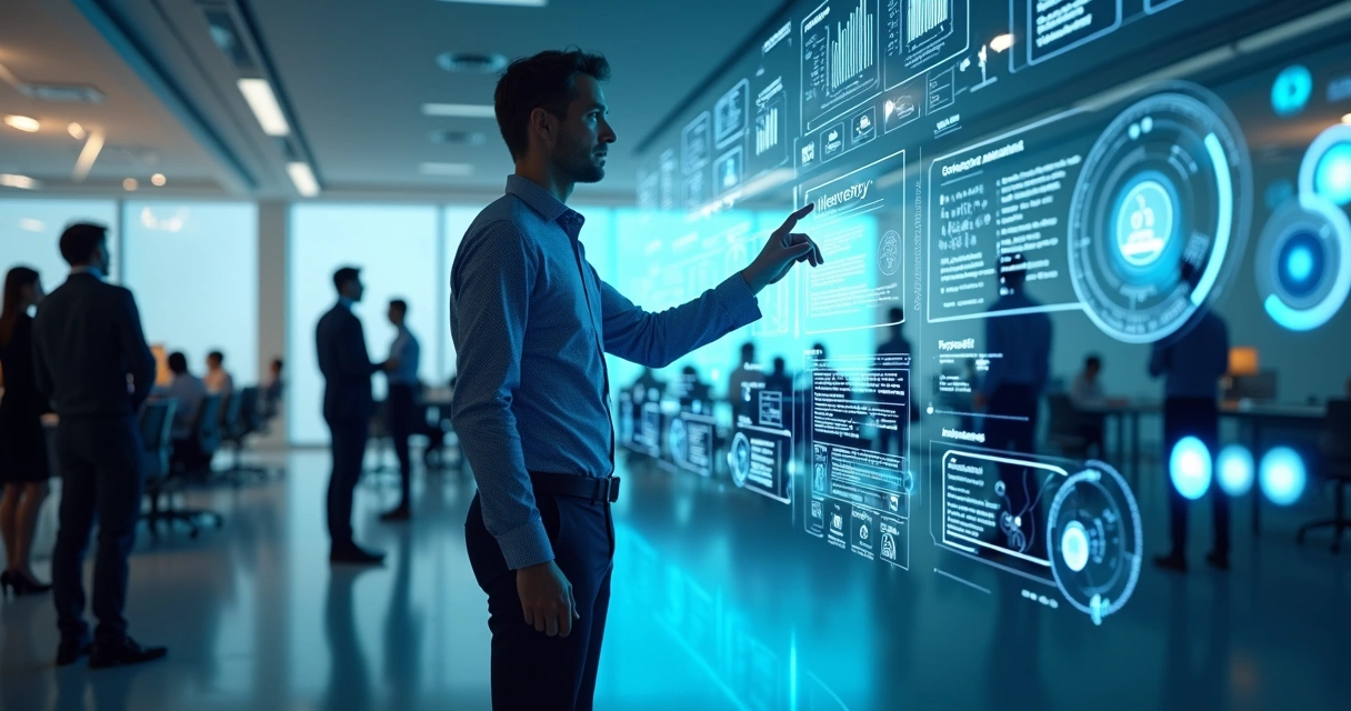 Representação visual de um agente virtual interagindo com sistemas empresariais 