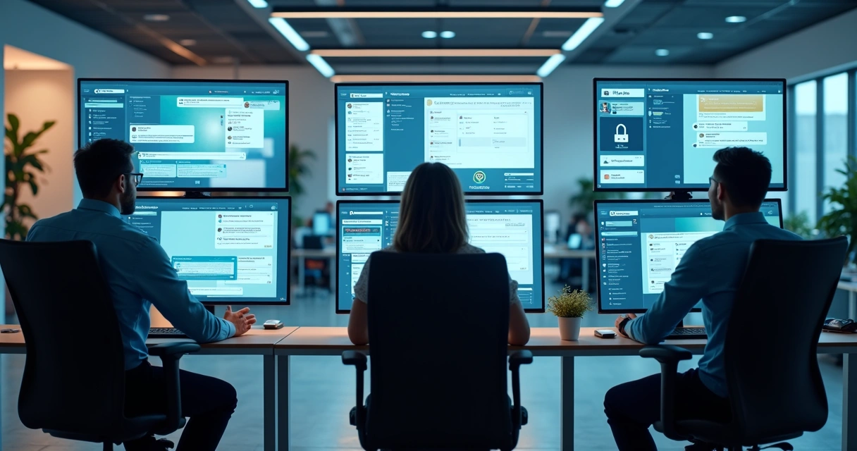 Equipe acompanhando atendimentos centralizados em vários canais