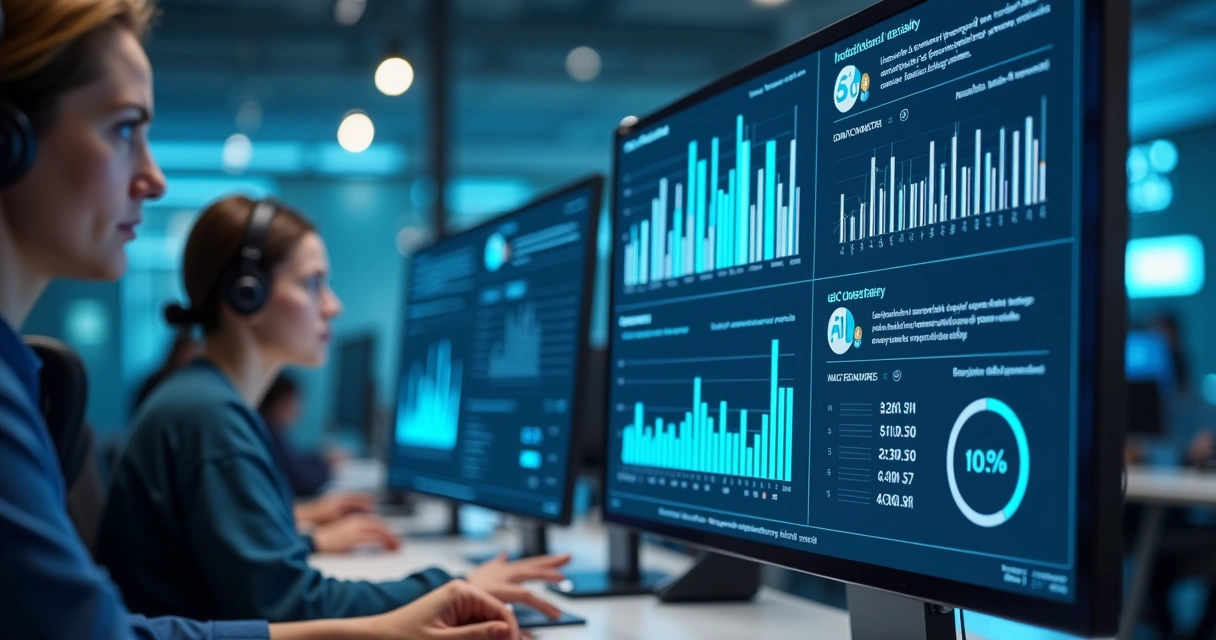 Painel mostrando agentes de IA atendendo múltiplas filas digitais 