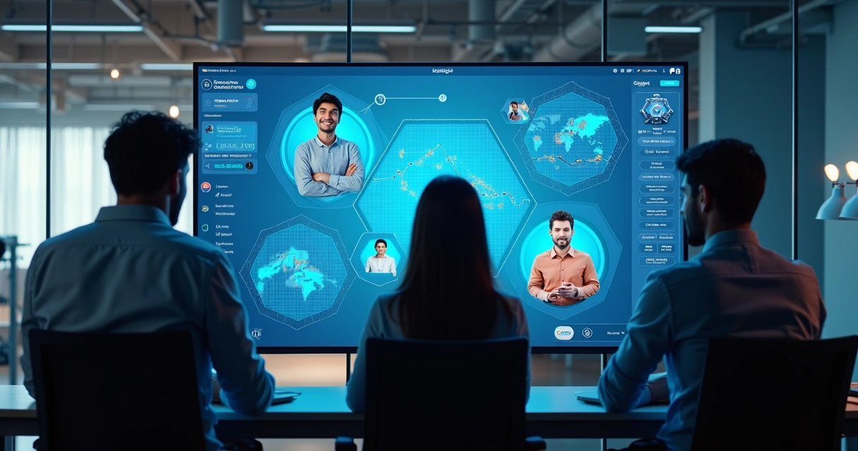 Equipe analisando dashboard de atendimento digital 