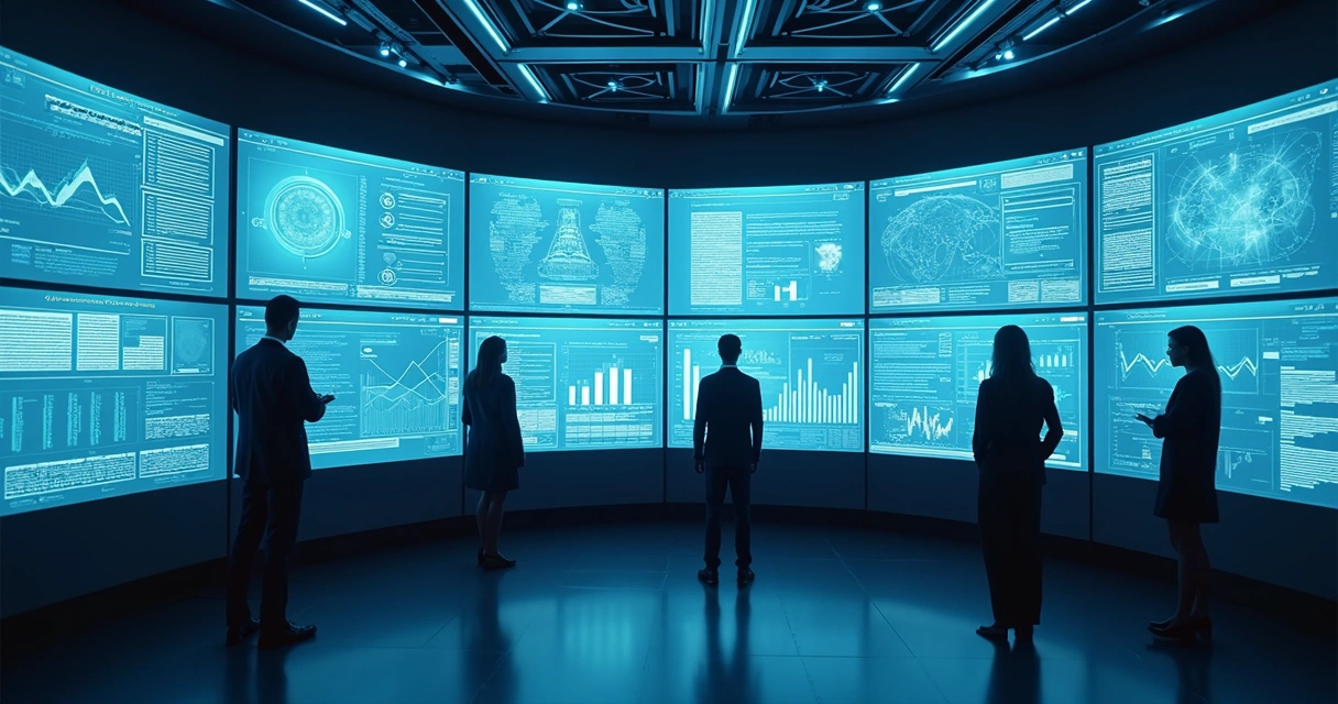 Painel de controle com agentes de IA ajustando processos 