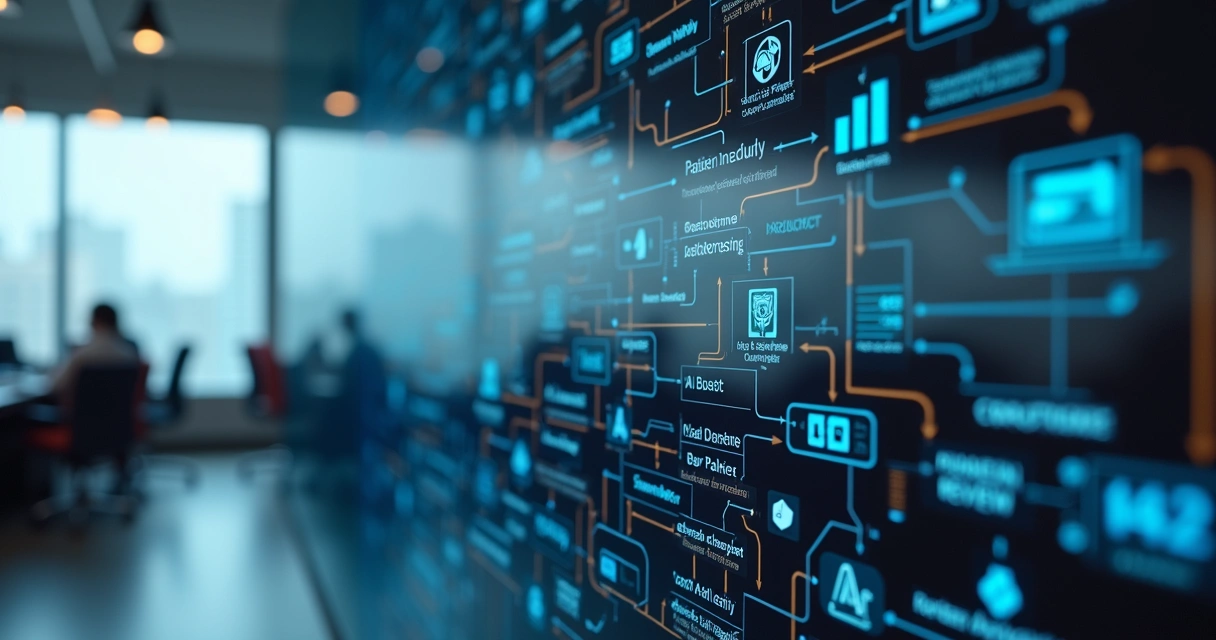 Painel de automação com fluxos de agentes de IA e RPA integrados 