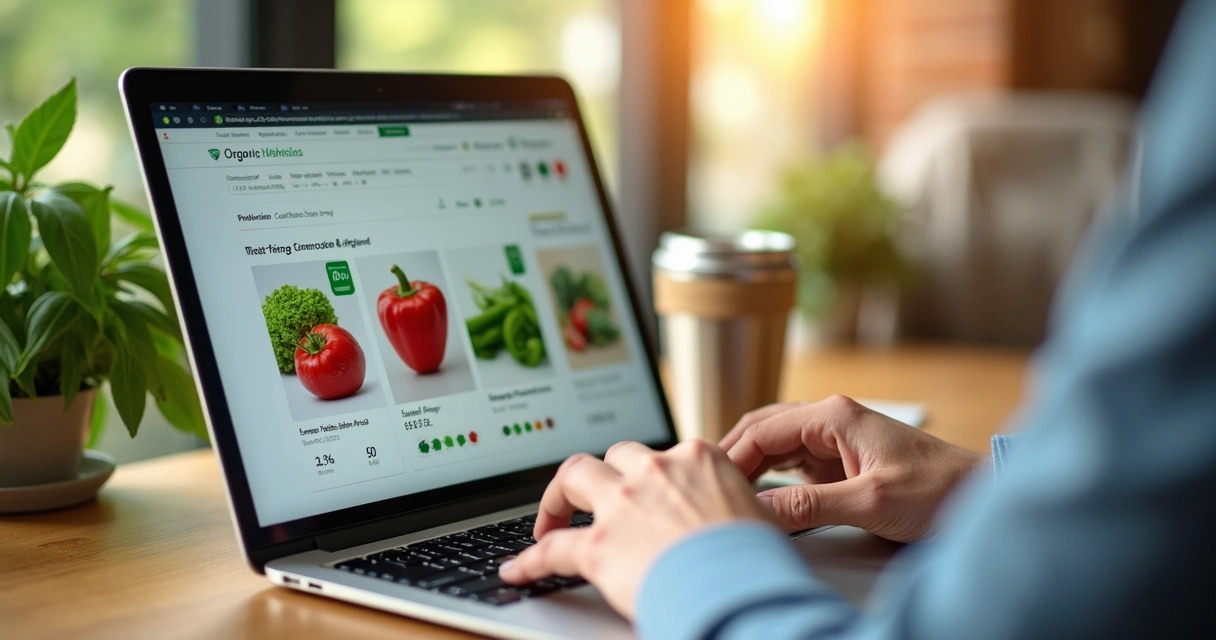 Consumer browsing Agro Orgânico digital platform for organic food 
