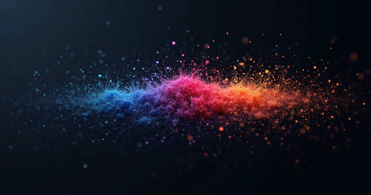 Agrupamento de dados coloridos em clusters sobre fundo preto com linhas de ligação 