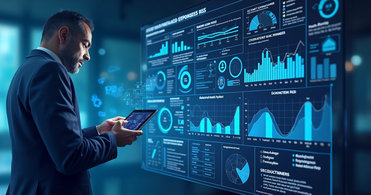 AI-powered insights on financial dashboard and asset manager reviewing recommendations 