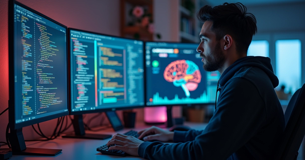 Developer implementing AI code in web application