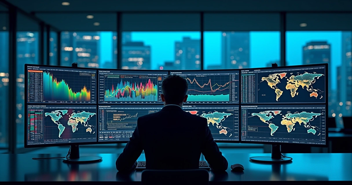 Digital dashboard showing AI-powered commodity trading and risk analytics 