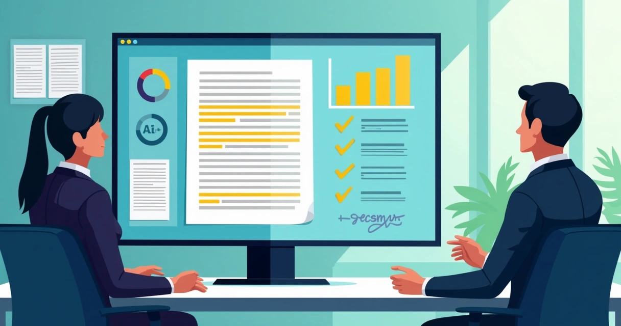 AI analyzing contract terms on a computer screen 
