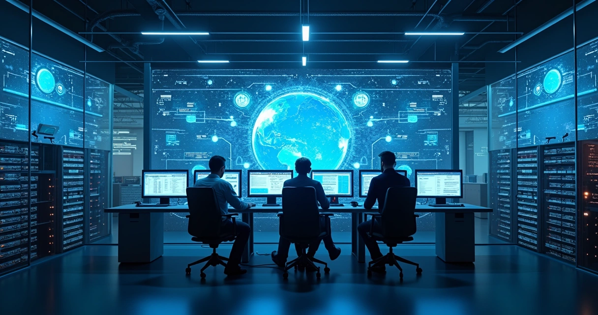 AI powered finance lab with servers and data scientists 
