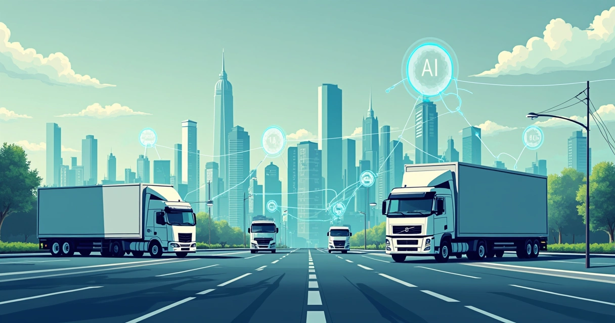 Fleet vehicles connected by AI interface and digital data links 