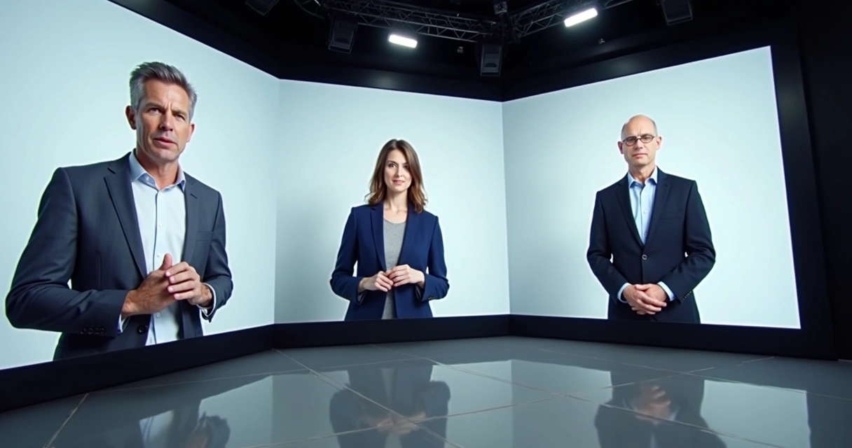 AI-generated actors presenting in a video ad for social media 