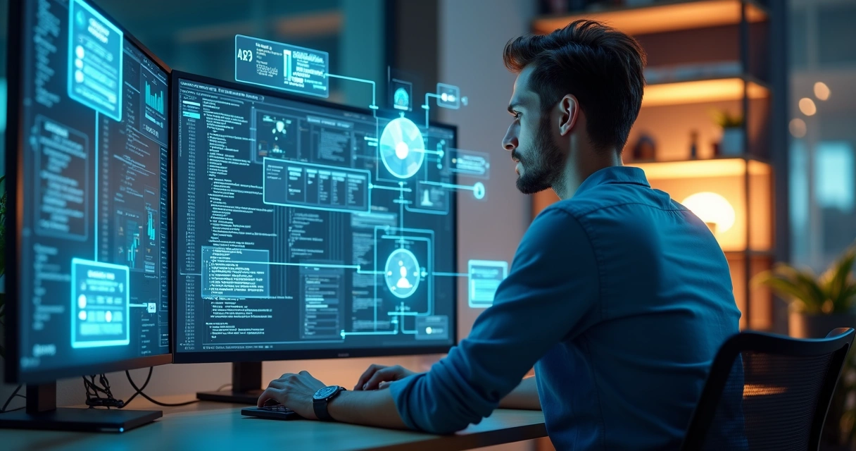 Engineer integrating AI features into business software interface 