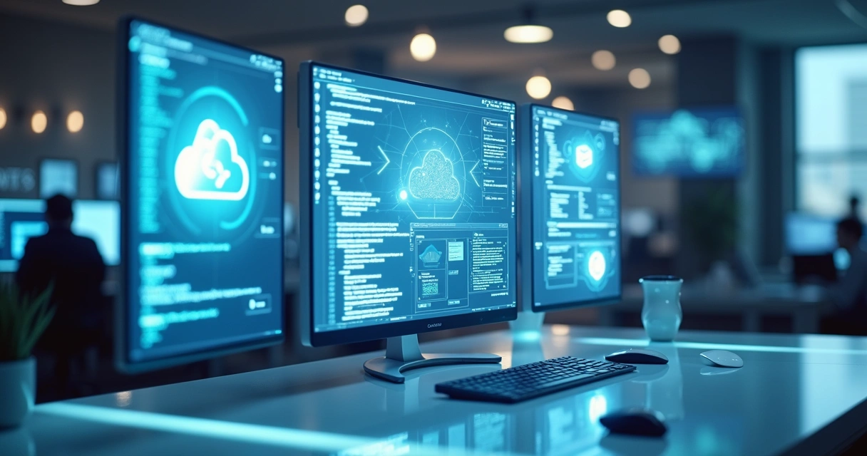 AI tools and cloud technology blending into a website design