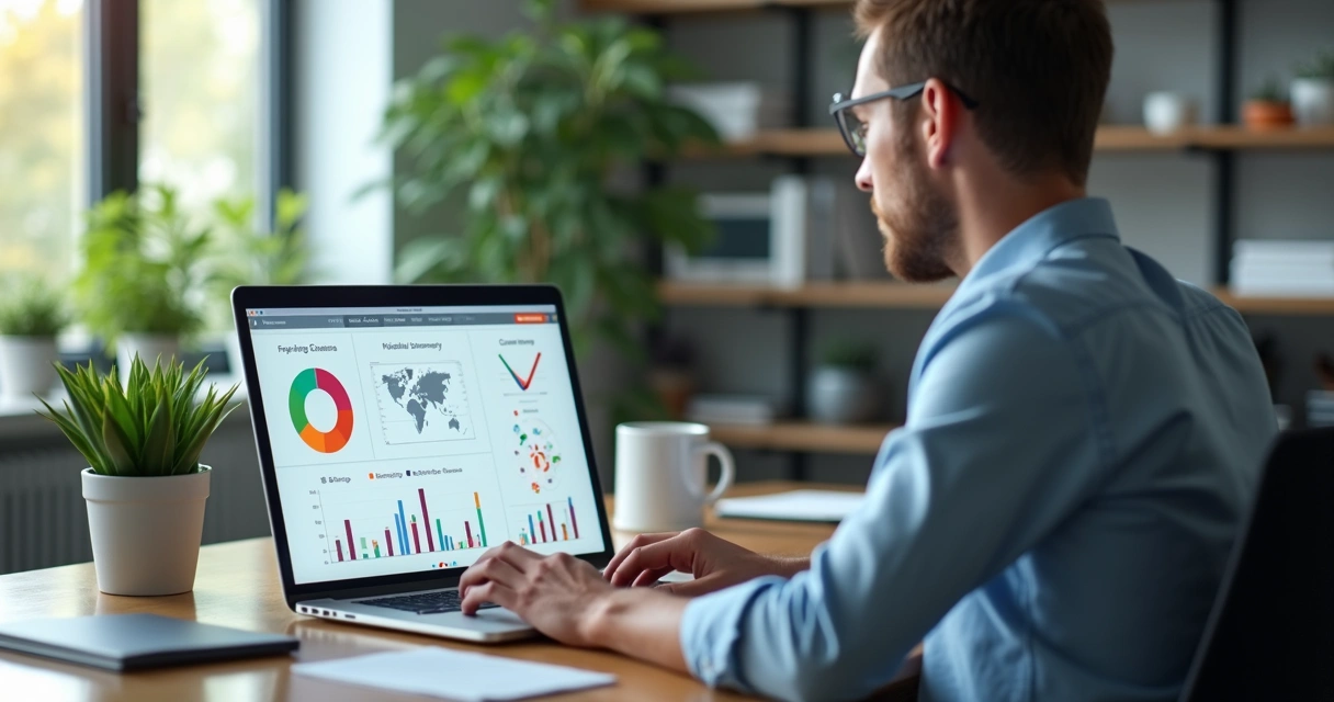 Human recruiter analyzing AI interview data on a laptop showing fairness and bias metrics 