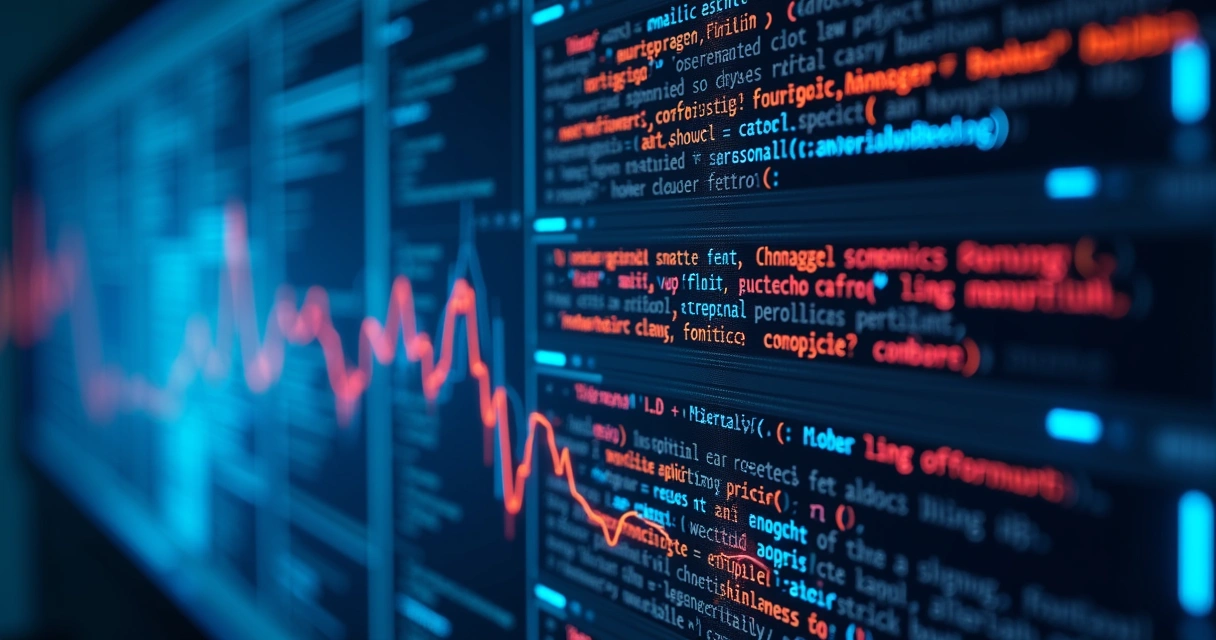 Digital interface with AI keywords and language patterns displayed 