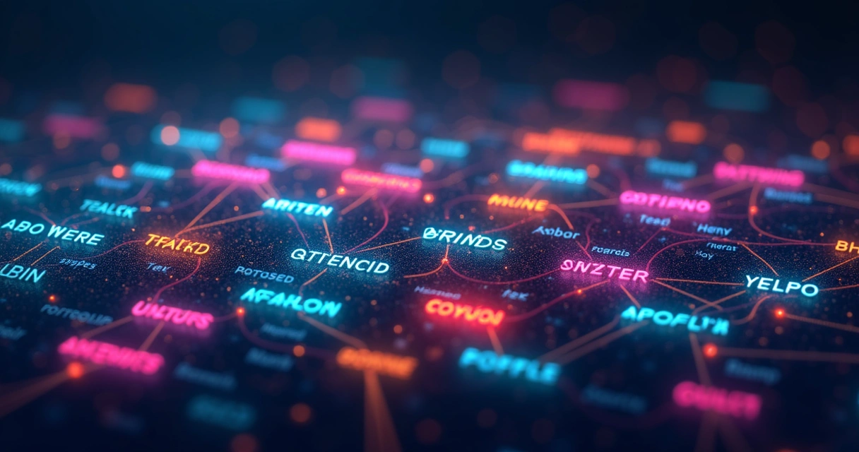 Colorful diagram of AI mapping brands and products in a text 