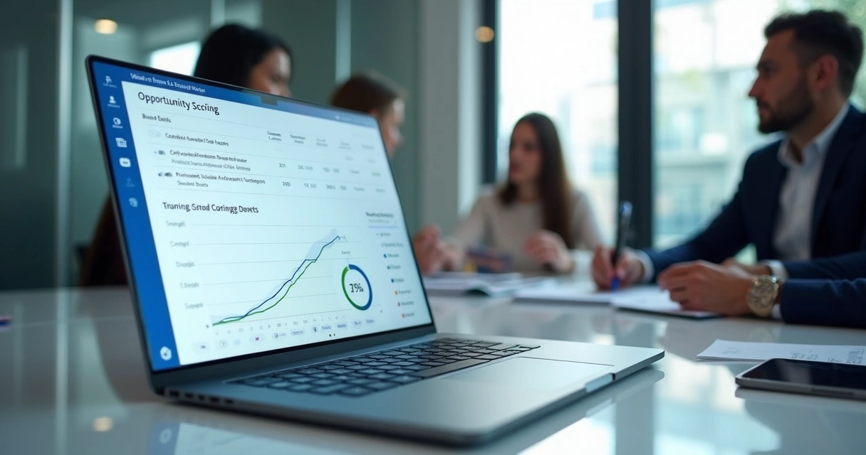 AI scoring engine ranking sales opportunities on a laptop screen