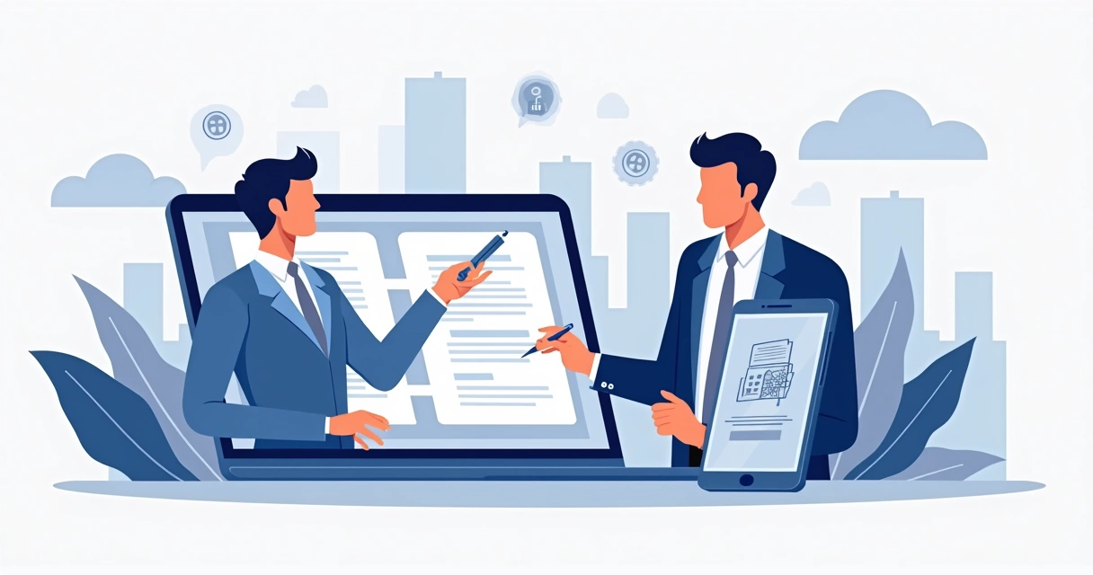 AI-powered e-signature process on laptop and mobile 