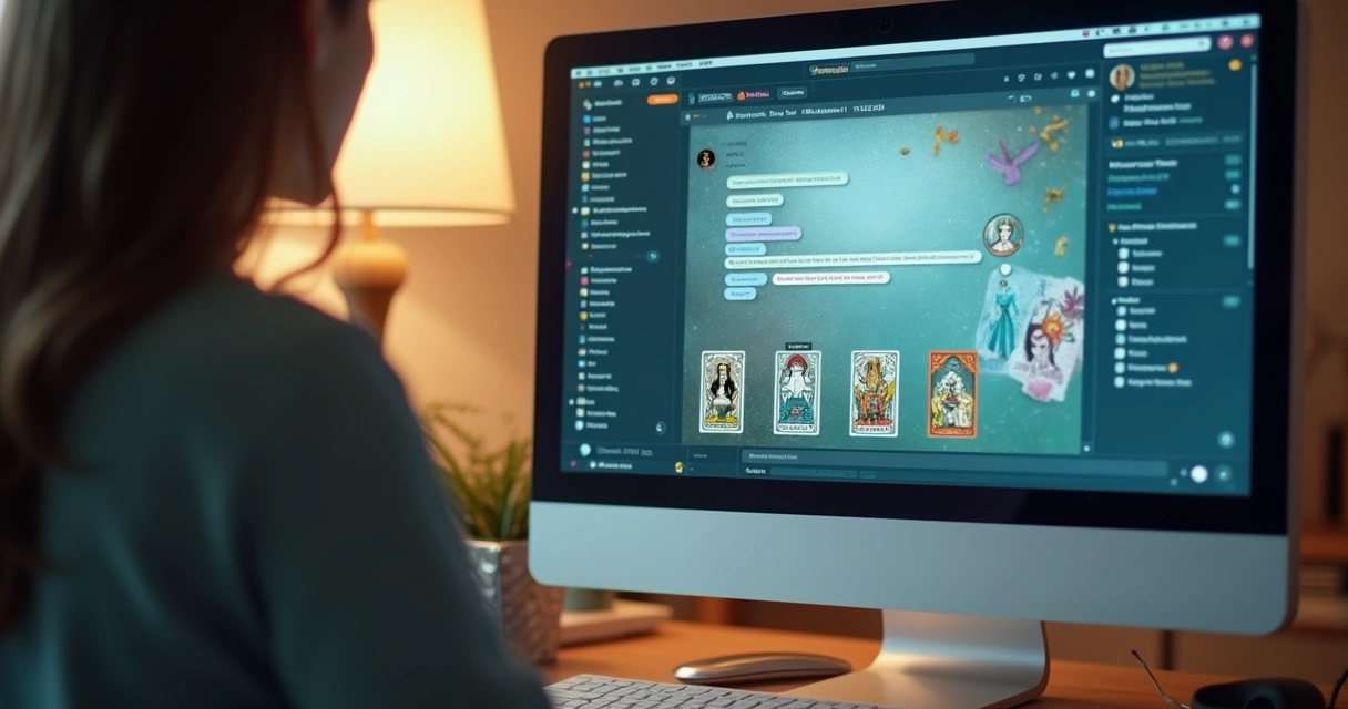 AI tarot assistant chat interface with cards and user input 