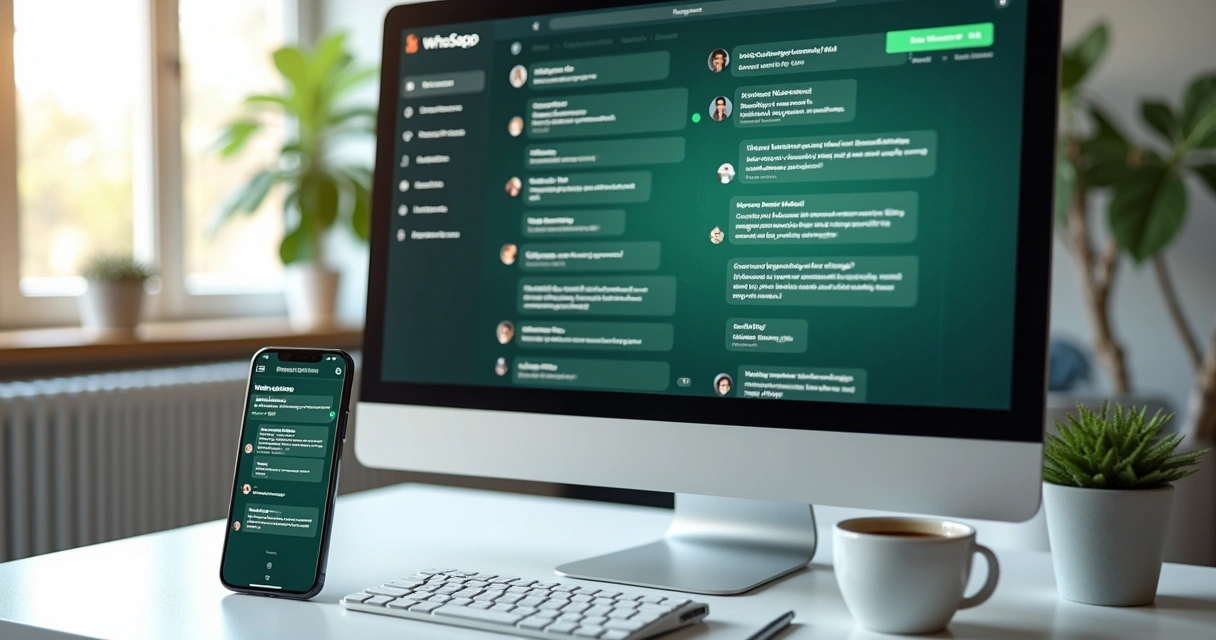 Dashboard screen showing AI-powered WhatsApp customer service agent handling sales and support chats 