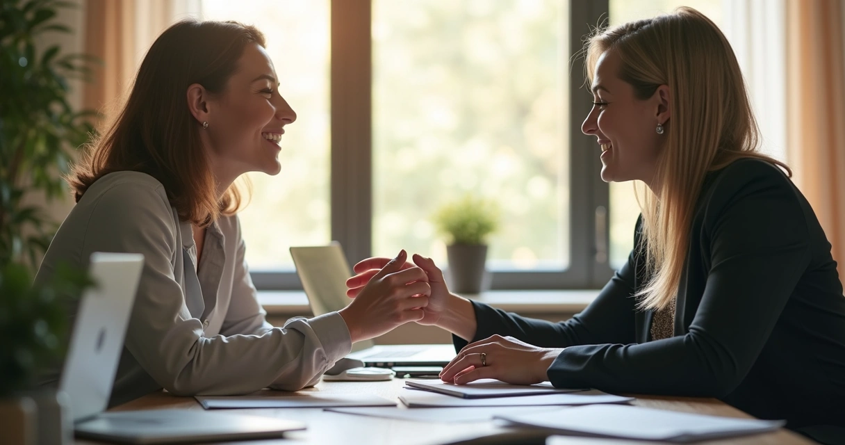 Apoio mútuo entre colegas de trabalho em momento difícil 