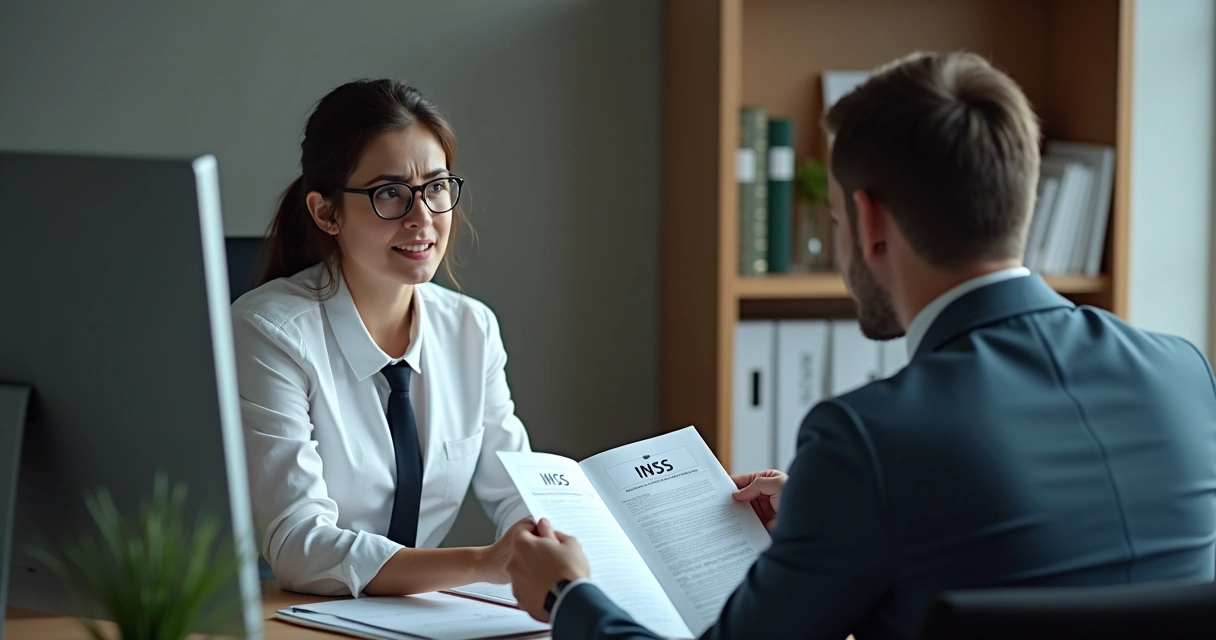 Pessoa sendo orientada sobre benefícios do INSS 