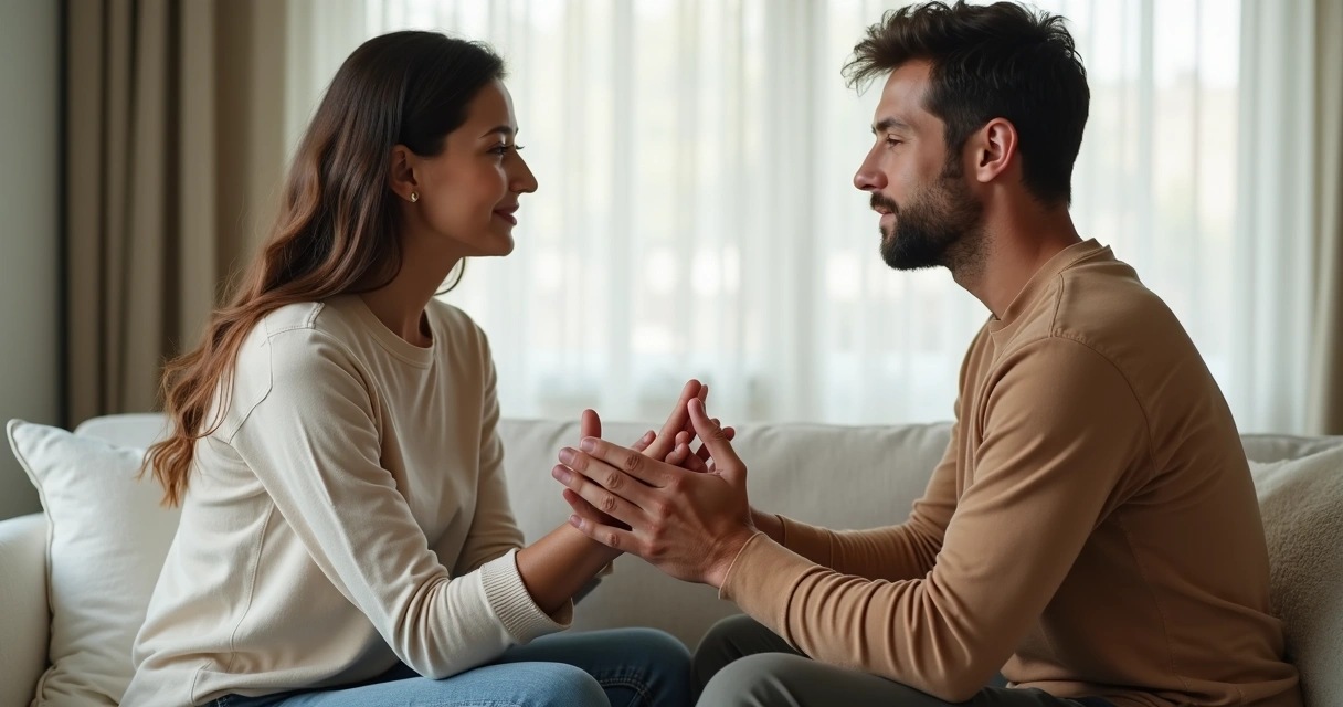 Duas pessoas se ajudando com apoio mútuo em ambiente tranquilo 