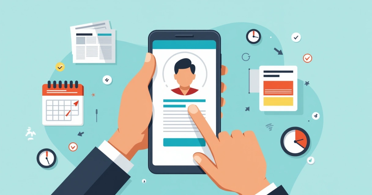 Pessoa revisando bio do Instagram com relógios e calendários ao fundo 