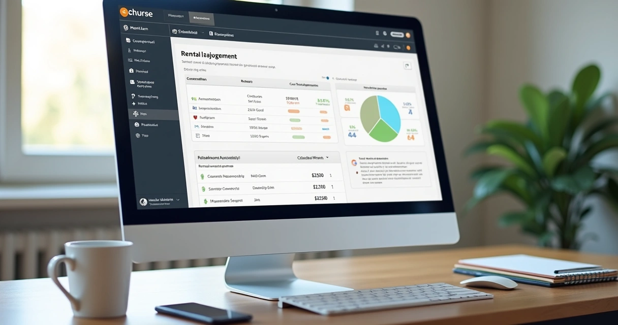 Interface digital mostra ajuste automático do aluguel em tela de computador. 