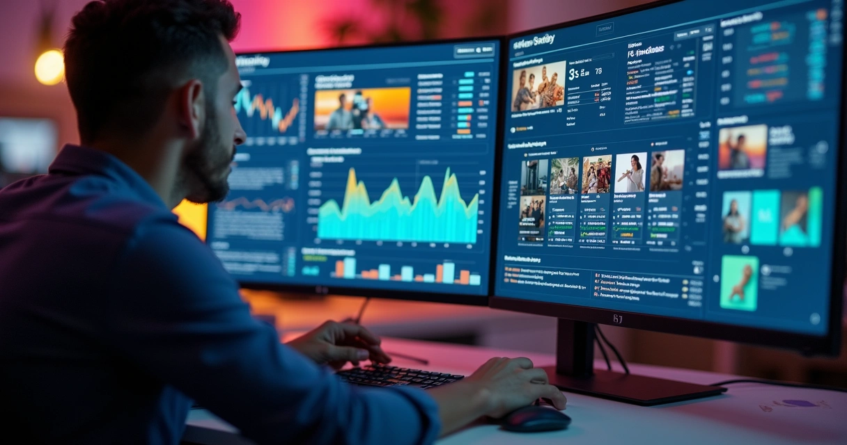 Pessoa ajustando configurações de anúncio PPC em tela grande 