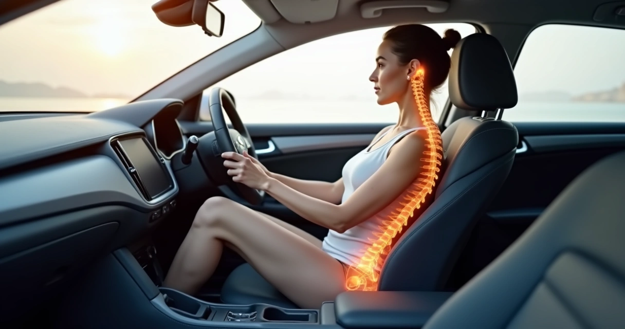 Ajuste ergonômico do banco e volante do carro 