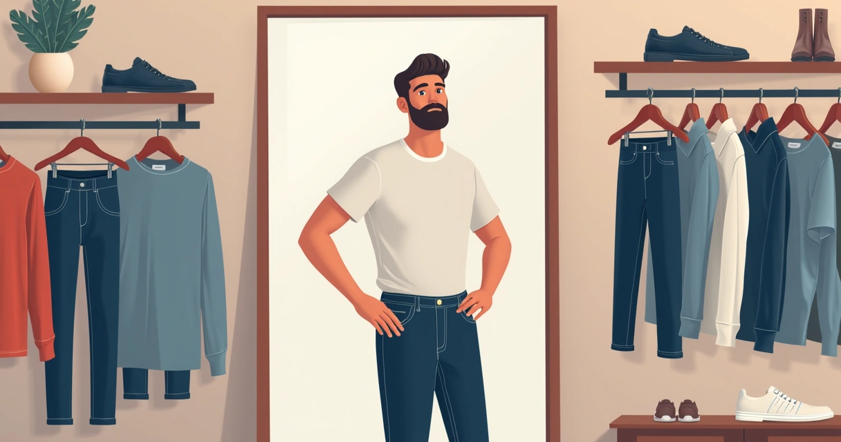 Homem ajustando barra da calça para melhor caimento.