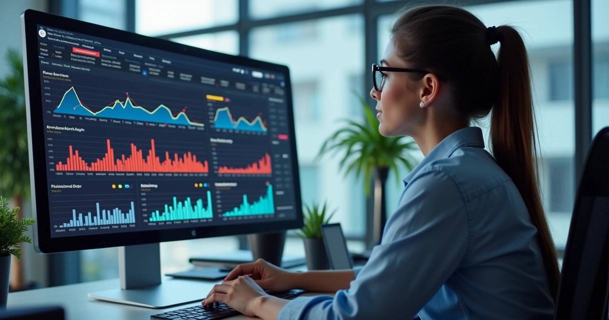 Analista ajustando campanha de marketing com base em dados 