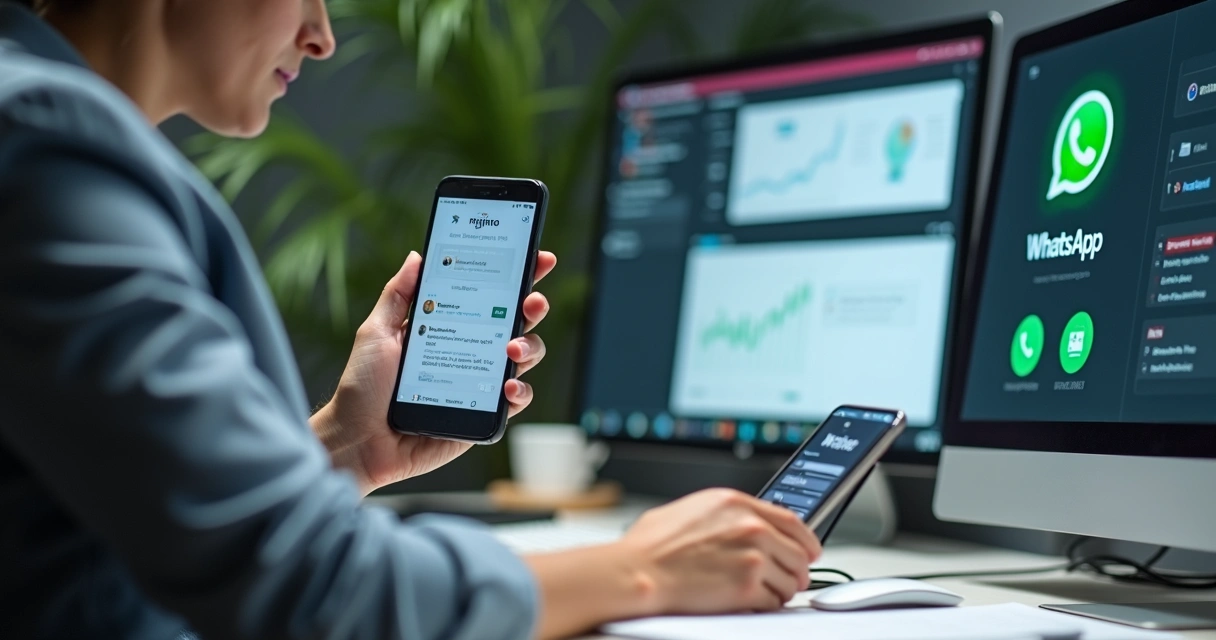 Profissional ajustando comunicação por diferentes canais 