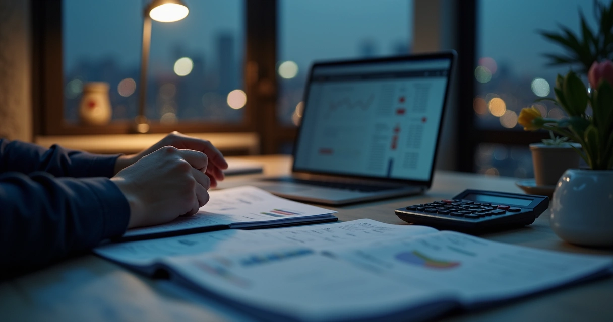 Profissional ajustando balanço contábil financeiro 