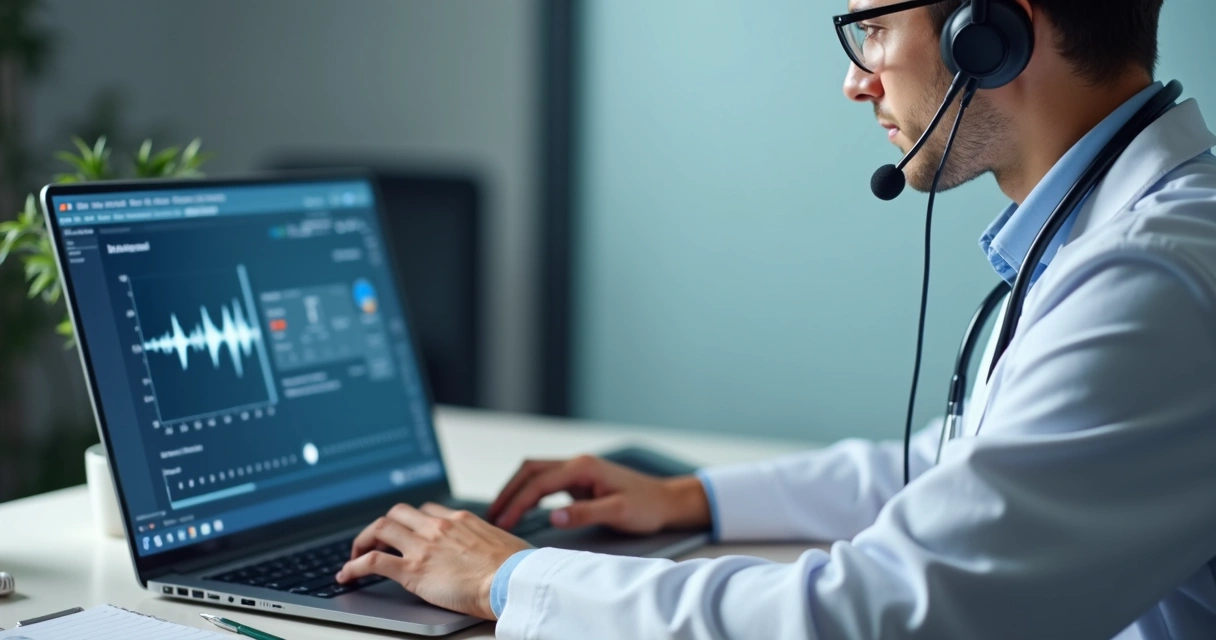 Ajuste de áudio em consulta médica online 