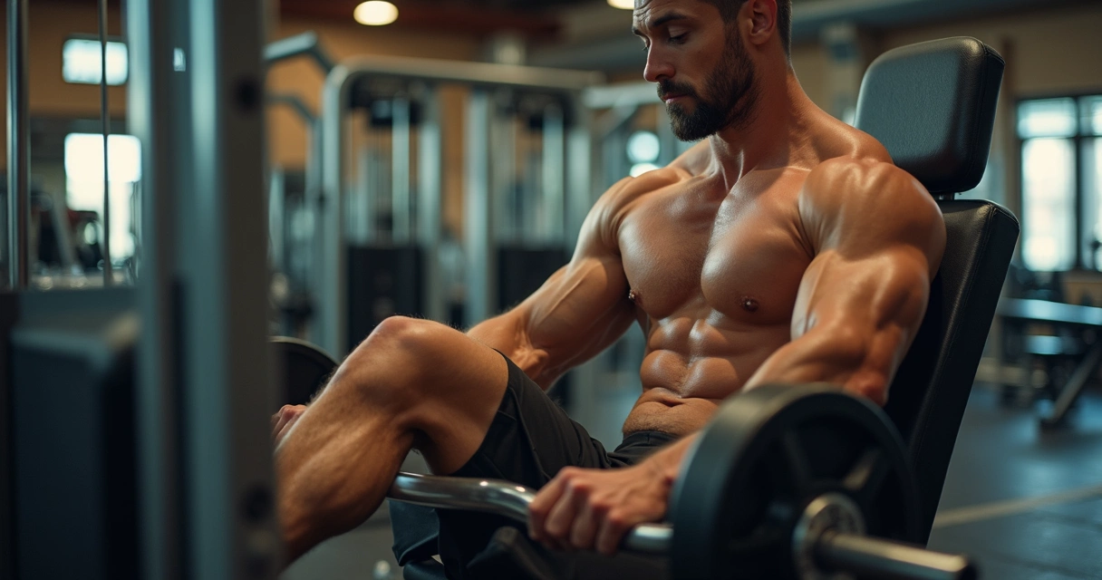 Homem ajustando peso em equipamento de musculação 