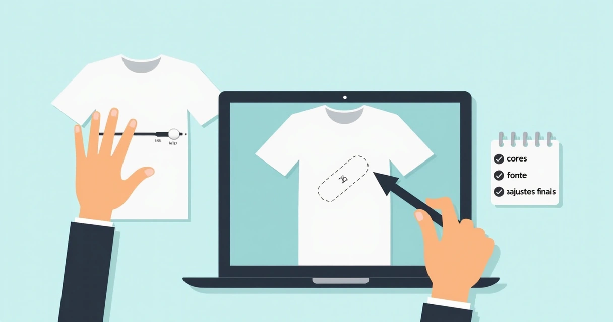 Mockup mostrando ajuste de design em camiseta personalizada. 
