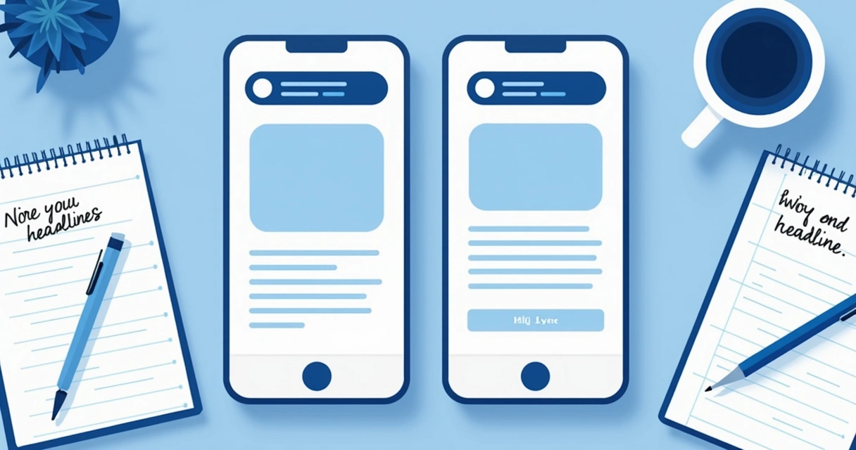 Exemplo de dois layouts de landing page com apenas o título alterado 