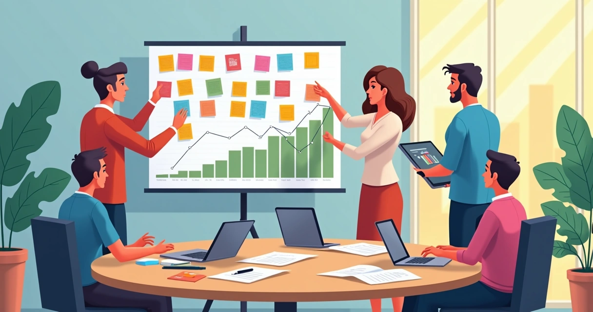 Equipe ajustando estratégia de comunicação após análise de dados 